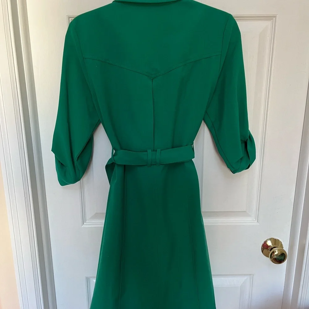 Sharagano Green Sheath Dress with Notched Collar - Picture 5 of 5